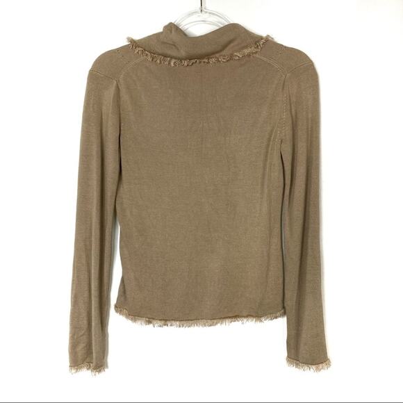 Sigrid Olsen | Y2K Tussa Silk Blend Top Tan Raw Hem Ribbed Knit Womens Small - Picture 6 of 6